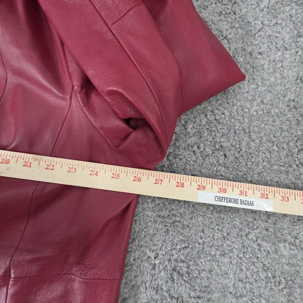 Terry Lewis‎ Leather Blazer Womens 2X Petite Red Sophisticated Rockabilly Preppy - Picture 5 of 8